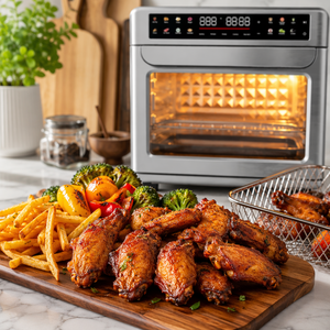 <span class=keywords><strong>Horno</strong></span> Freidora de Aire Multifuncional Eléctrico sin Aceite de Convección de Sobremesa de Acero Inoxidable Grande para Pizza, Pan, <span class=keywords><strong>Pollo</strong></span>, Repostería OEM - Product Image 1