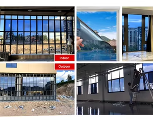 Espejo unidireccional con Control Solar de calor, bloqueo Uv, película reflectante térmica negra adhesiva estática para edificios de oficinas, ventanas de vidrio para el hogar - Product Image 6