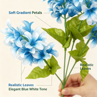 Bouquet de fleurs artificielles réalistes bleu et blanc, tiges en plastique, feuilles vertes, décoration pour la Saint-Valentin, Pâques, la maison, les mariages et les fêtes