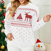 Sweater Natal Kasual Wanita Musim Dingin dengan Bahan Rajut Polyester/Nylon yang Ringan dan Nyaman, Anti Kusut, Anti Bulu, Modern