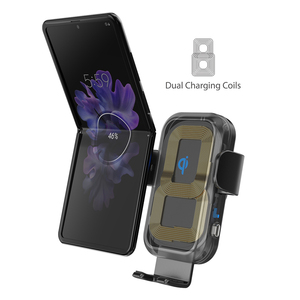 Chargeur de voiture sans fil à double bobine 15W PD avec support de téléphone à serrage automatique et <span class=keywords><strong>charge</strong></span> rapide pour Z <span class=keywords><strong>Flip</strong></span> <span class=keywords><strong>5</strong></span> 4 <span class=keywords><strong>3</strong></span> - Product Image 3