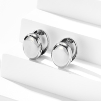Boucles d'oreilles clous en acier inoxydable 316L pour femmes, clous à charnière, plaqué or 18 carats, argent, hypoallergéniques, épaisses, rondes, en forme de disque