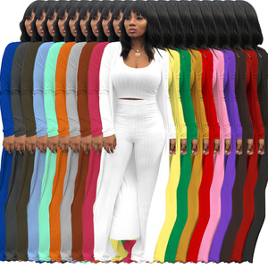 Conjunto de punto elástico y ajustado para el hogar y el ocio al aire libre, conjunto de punto para ir al trabajo con varios colores opcionales. - Product Image 1