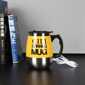 Double Insulated Self Stirring Mug Electric Lazy Automatic Mixing Stainless Steel Travel Coffee Mug