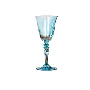 Medieval Light Blue Creative Glass Goblet Retro Red Wine Margaret Glass Cyan Water Cup Wedding Glassware For Home Restaurant