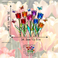Autocollants en verre Baide colorés effet vitrail, motif tulipe et papillon, adhésion statique sans colle, fabriqués au Jiangxi, Chine, pour décoration de fenêtre, commandes personnalisées