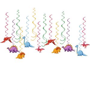 Dino Fossil T-REX Birthday <b>Party</b> Supplies Ornaments 14 Ct Dinosaur Hanging Swirl <b>Decorations</b> - Product Image 1