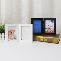 Cadre photo rectangulaire pliable en bois de pin pour empreintes de pattes d'animaux, impression numérique, cadeau commémoratif