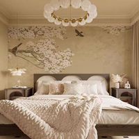 Papier peint mural vintage à motifs d'oiseaux et de fleurs, design floral exquis avec branches pour salon, chambre à coucher, décoration murale intérieure