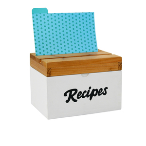 Vente en gros de carnet de recettes organisateur de cartes boîte de recettes de bureau rectangulaire en bois de bambou avec onglets séparateurs - Product Image 1