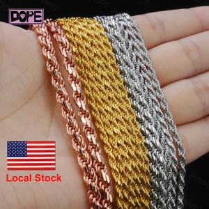 Stile Hip Hop catena in argento 925 massiccio 4mm 5mm collana uomo donna VVS Moissanite glassato fuori catenina intrecciata catena di corda - Product Image 1