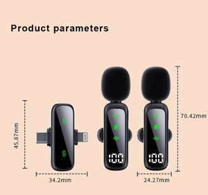 Nouveau microphone Lavalier T20 2IN1 affichage numérique <span class=keywords><strong>micro</strong></span> sans fil à suppression de bruit omnidirectionnel pour la diffusion en direct en plein air - Product Image 2