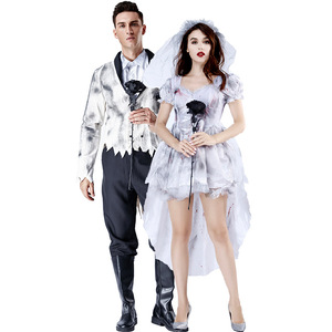 Venta caliente <span class=keywords><strong>disfraz</strong></span> de <span class=keywords><strong>Halloween</strong></span> para mujeres y hombres Cosplay gótico fantasma novia <span class=keywords><strong>Zombie</strong></span> vampiro miedo vestido de novia ropa - Product Image 1