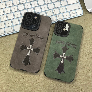 เคสโทรศัพท์มือถือ iPhone 17 Pro Max ลายกากบาทโครเมียมฮาร์ทส์ สีดำ ดีไซน์หนังกลับ ป้องกันการกระแทก ใช้ได้กับ iPhone 16 15 14 13 11 XS 7 8 - Product Image 1