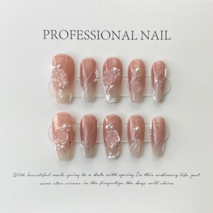 Nuovo Prodotto Lanciato, Unghie Artigianali Tridimensionali con Rosa Nera e Farfalla, Stile Gradualmente Scurito e Dolce-Brillante per Ragazze Adolescenti - Product Image 2