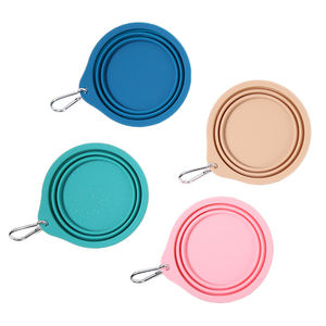 Pasokan jumlah besar silikon warna kustom mangkuk perjalanan hewan peliharaan dapat dilipat dengan Carabiner, solusi pemberian makan portabel untuk anjing kucing - Product Image 1