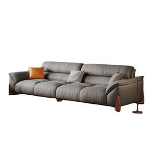 Maxky इतालवी प्रकाश लक्जरी सोफे कमरे में रहने वाले शीर्ष परत Cowhide के आधुनिक Minimalist क्रीम शैली सीधे पंक्ति फ्रेंच बड़े सोफे - Product Image 5