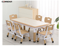 Hauteur réglable 4 places en plastique école bureau chaise ensemble enfant en bas âge meubles pour 2-10 ans préscolaire chambre à manger/cuisine utiliser garçons
