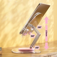 Support de téléphone portable magnétique portable, pliable, réglable en hauteur, flexible, rotatif à 720°, en alliage d'aluminium et ABS, étanche et transparent