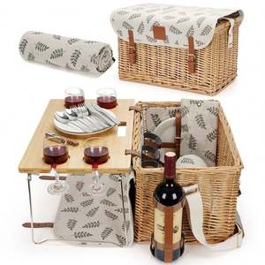 Bolsa de <span class=keywords><strong>Picnic</strong></span> perfecta, cestas para <span class=keywords><strong>2</strong></span> <span class=keywords><strong>personas</strong></span>, cesta y bandeja, mango de tapa tejida de bambú plegable de Coco, juguete vacío grande para niñas, grado de diamante - Product Image 6