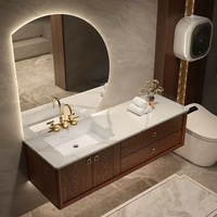 Perlengkapan Kamar Mandi Kayu, Kabinet Kamar Mandi dengan Meja Batu Kuarsa