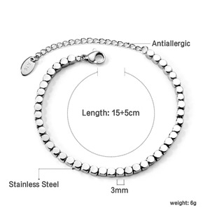 Bracelet à billes plaqué or 18 carats en acier inoxydable, bijoux unisexes tendance, design géométrique, style simple - Product Image 5