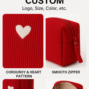 Impression personnalisable velours côtelé velours maquillage cosmétique toilette soins de la peau organisateur fermeture éclair beauté cadeau sac nécessaire avec Logo - Product Image 6