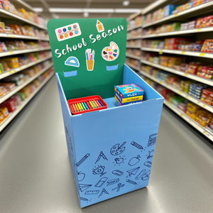 Fabricante de cajas de exhibición y embalaje de PDQ, tarjetas de encabezado de contenedores de volcado corrugado al por menor personalizados con impresión de logotipo para promociones - Product Image 1