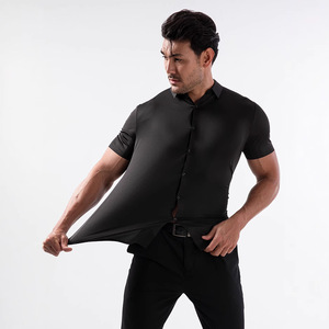Camicia da Uomo a Maniche Corte Altamente Elastica e Resistente alle Pieghe, Non Necessita di Stiratura, Modello Quadrato - Product Image 1