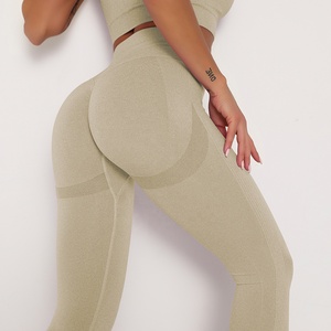SUUKSESS Legging Rehausseur De Fesses Sans Couture à Motif Froissé Pour Femme – Pantalon De Yoga à Taille Haute Pour Entraînement, #1 Beige