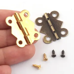 Gold And Antique Bronze Jewelry Box Hinges Round Butterfly Small Metal Wooden Box Hinges Plated Handbag Jewelry Fashion-20x25mm