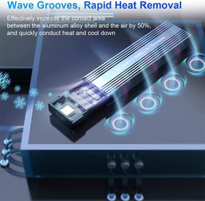 เคสอะลูมิเนียมสำหรับ SSD M.2 NVMe ขนาด 2TB แบบไม่ต้องใช้เครื่องมือ พร้อมพอร์ต <span class=keywords><strong>USB</strong></span>-C 3.1 Gen 2 ความเร็วสูง 10Gbps รองรับโปรโตคอลคู่ (NVMe/SATA) แบบพกพา - Product Image 4