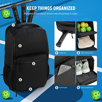 Sac à dos de tennis pickleball racquetball résistant à l'eau personnalisé pour hommes et femmes compartiment à chaussures poche latérale accessoires crochet de clôture