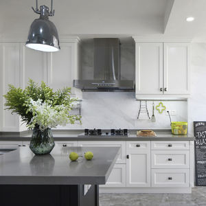 Mueble de <span class=keywords><strong>Cocina</strong></span> Estilo Shaker Moderno Europeo, Venta al por Mayor, Madera Maciza Pintada con Fregadero, Grifo y Encimera de Mármol - Product Image 3