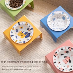 Mignon solide en céramique écologique chien Table à manger bol support Quadrate forme lavage à la main toutes saisons en gros - Product Image 1