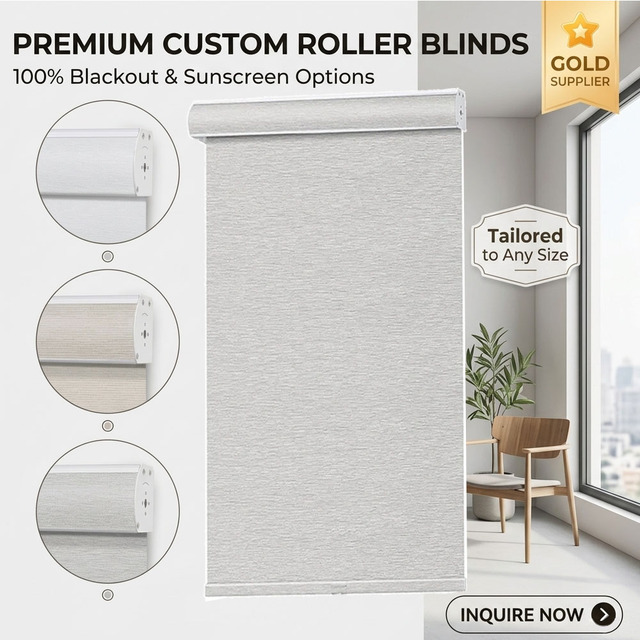 Smart Zigbee Built-In Metal Roller Shades Blinds Blackout Polyester Fabric UV Protection Thermal Insulated Home Office Bedroom