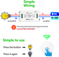 Interrupteur sans fil 433 MHz avec télécommande, 220V 110V 230V 10A, relais 1/2/3/4 boutons, NOUVEAU interrupteur à bouton-poussoir rond pour lampe et ventilateur