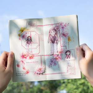 12 unids/pack doble Material pegatina <span class=keywords><strong>libro</strong></span> flor lenguaje chica serie manual decoración pegatinas - Product Image 4