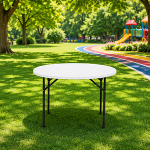 Otros muebles de exterior Mesa redonda plegable portátil impermeable para exteriores - Mesa redonda de plástico para patio - Product Image 3
