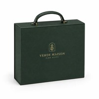 Boîte cadeau magnétique verte personnalisée avec poignée, emballage rigide en papier pour coffret cadeau, boîtes de rangement