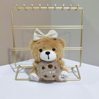Porte-clés en peluche ours de 12 cm, mignon, style dessin animé, avec nœud, jouet animal en peluche, breloque pour sac et sac à dos, pendentif, porte-clés ours