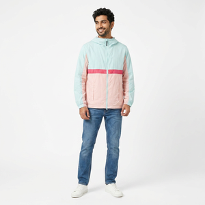Custom Design Wholesale <b>Canvas</b> Crinkled Windbreaker Jackets Men Breathable Outdoor 100% Polyester Hooded Stand Vintage Jacket - Product Image 1