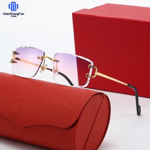 Lunettes de soleil sans monture <span class=keywords><strong>Ka</strong></span> Jia pour femme, décorées en forme de C, style européen et américain, luxe léger, personnalisées - Product Image 5