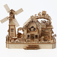 Vente en gros de modèles de maisons en bois 3D à construire soi-même, puzzles en bois 3D pour adultes, kit de construction artisanal créatif