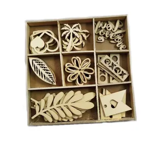 Custom 2023 woodenCrafts Laser Cut Christmas wedding Craft Ideas xoxo love heart Coconut tree large leaves flowers flags