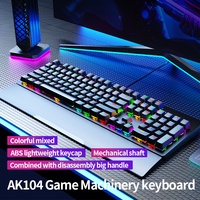 Clavier mécanique filaire personnalisé AK104 104 touches RGB Interface USB avec interrupteur rouge en plastique rétroéclairé pour les jeux sur PC