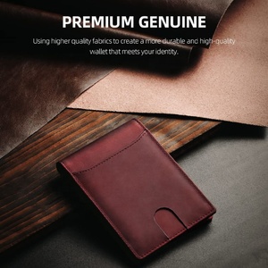 Bifold Slim Design Crazy Horse Leather <b>Wallet</b> <b>RFID</b> <b>Blocking</b> Custom Logo with 6 Credit Card Slots One ID Window Card Holder - Product Image 3