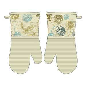 Maniques de four longues en coton imprimé avec protection en silicone pour barbecue, camping, foyer et ustensiles de cuisine - Product Image 1