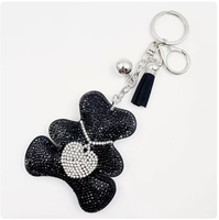 Porte-clés multicolore en forme d'ours, best-seller, pour sacs et voitures, ornement scintillant entièrement en strass avec pompons