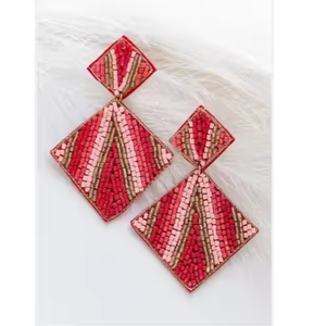 Handwoven Rice Bead Long <b>Earrings</b> Ocean <b>Tassel</b> Jewelry <b>Earrings</b> Classic Women Accessories from India - Product Image 3